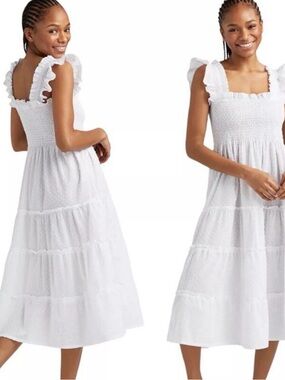 Hill House The Ellie Nap Dress Sheer White Swiss Dot
